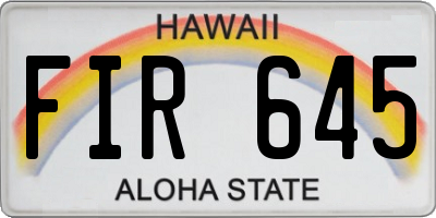 HI license plate FIR645