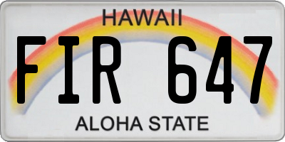 HI license plate FIR647
