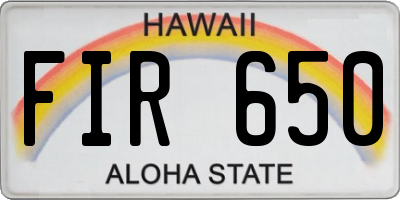 HI license plate FIR650