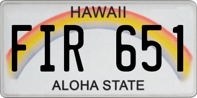 HI license plate FIR651