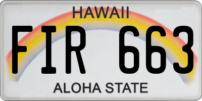 HI license plate FIR663