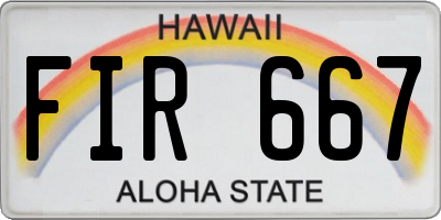 HI license plate FIR667