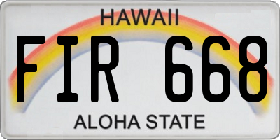 HI license plate FIR668