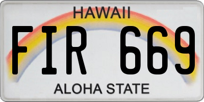 HI license plate FIR669