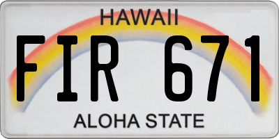 HI license plate FIR671