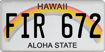 HI license plate FIR672