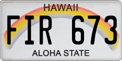 HI license plate FIR673