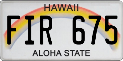 HI license plate FIR675
