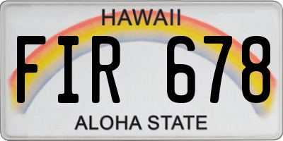 HI license plate FIR678