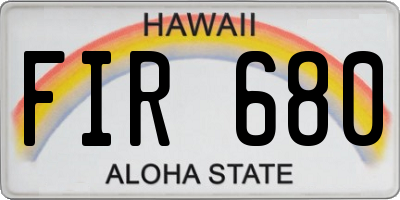 HI license plate FIR680