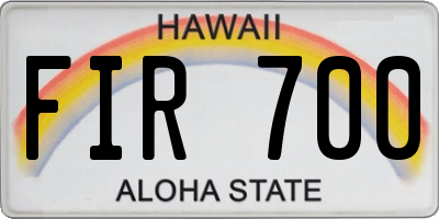 HI license plate FIR700