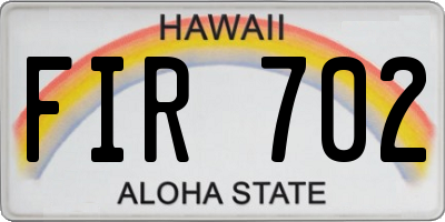 HI license plate FIR702