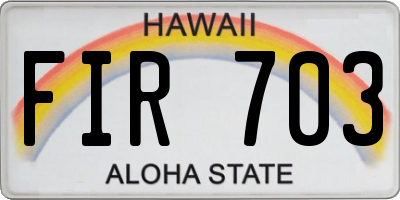 HI license plate FIR703
