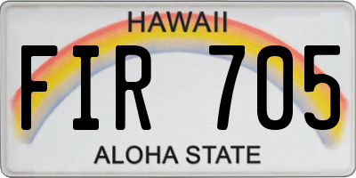HI license plate FIR705