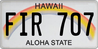 HI license plate FIR707