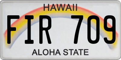 HI license plate FIR709