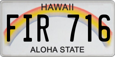 HI license plate FIR716