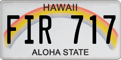 HI license plate FIR717