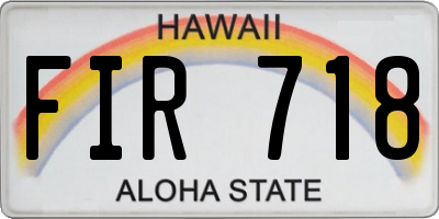 HI license plate FIR718