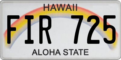 HI license plate FIR725