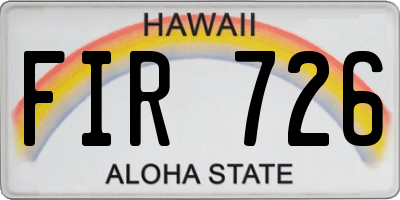 HI license plate FIR726