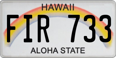 HI license plate FIR733