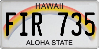 HI license plate FIR735