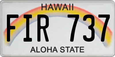HI license plate FIR737