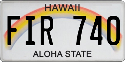HI license plate FIR740
