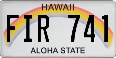 HI license plate FIR741