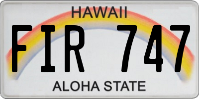 HI license plate FIR747