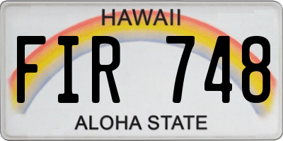 HI license plate FIR748