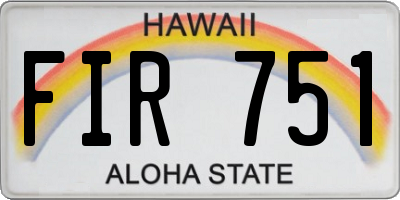 HI license plate FIR751