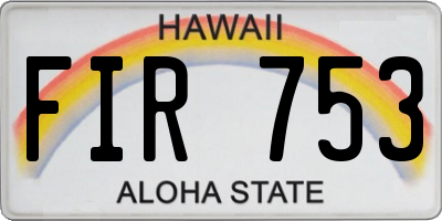 HI license plate FIR753