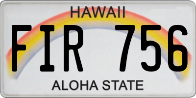 HI license plate FIR756
