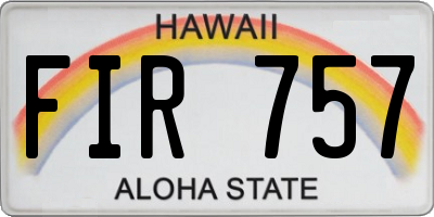 HI license plate FIR757
