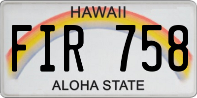 HI license plate FIR758