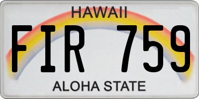 HI license plate FIR759