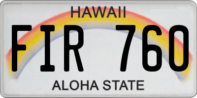 HI license plate FIR760