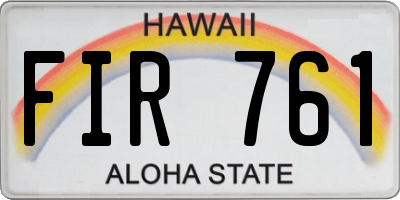HI license plate FIR761