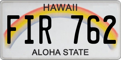 HI license plate FIR762