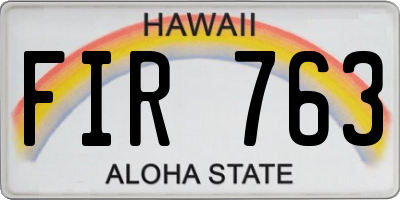 HI license plate FIR763