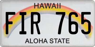 HI license plate FIR765