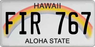 HI license plate FIR767