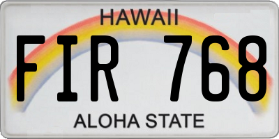 HI license plate FIR768