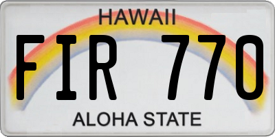 HI license plate FIR770