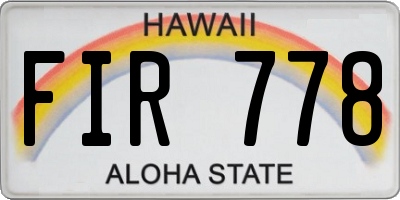 HI license plate FIR778