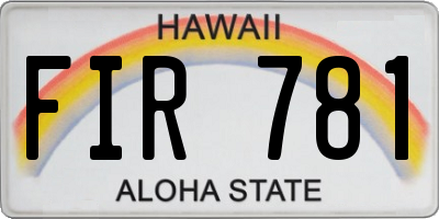 HI license plate FIR781