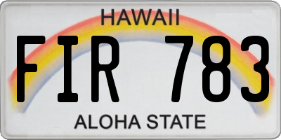 HI license plate FIR783