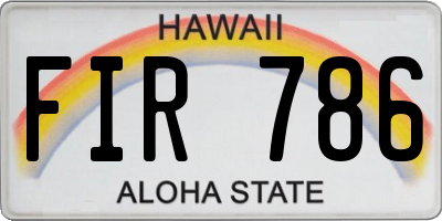 HI license plate FIR786